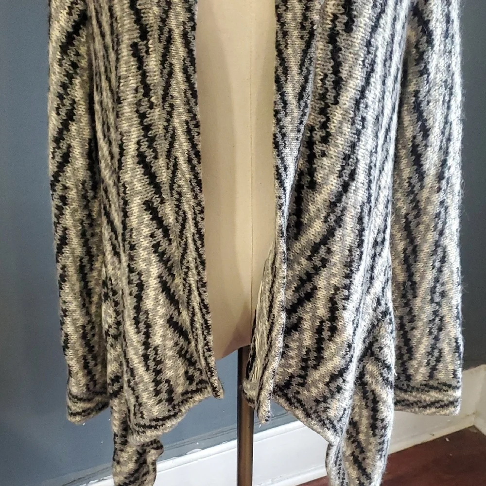 Gloria Jewel  Cozy Black Grey White Women's Waterfall Drape  Cardigan Sweater - Picture 10 of 15